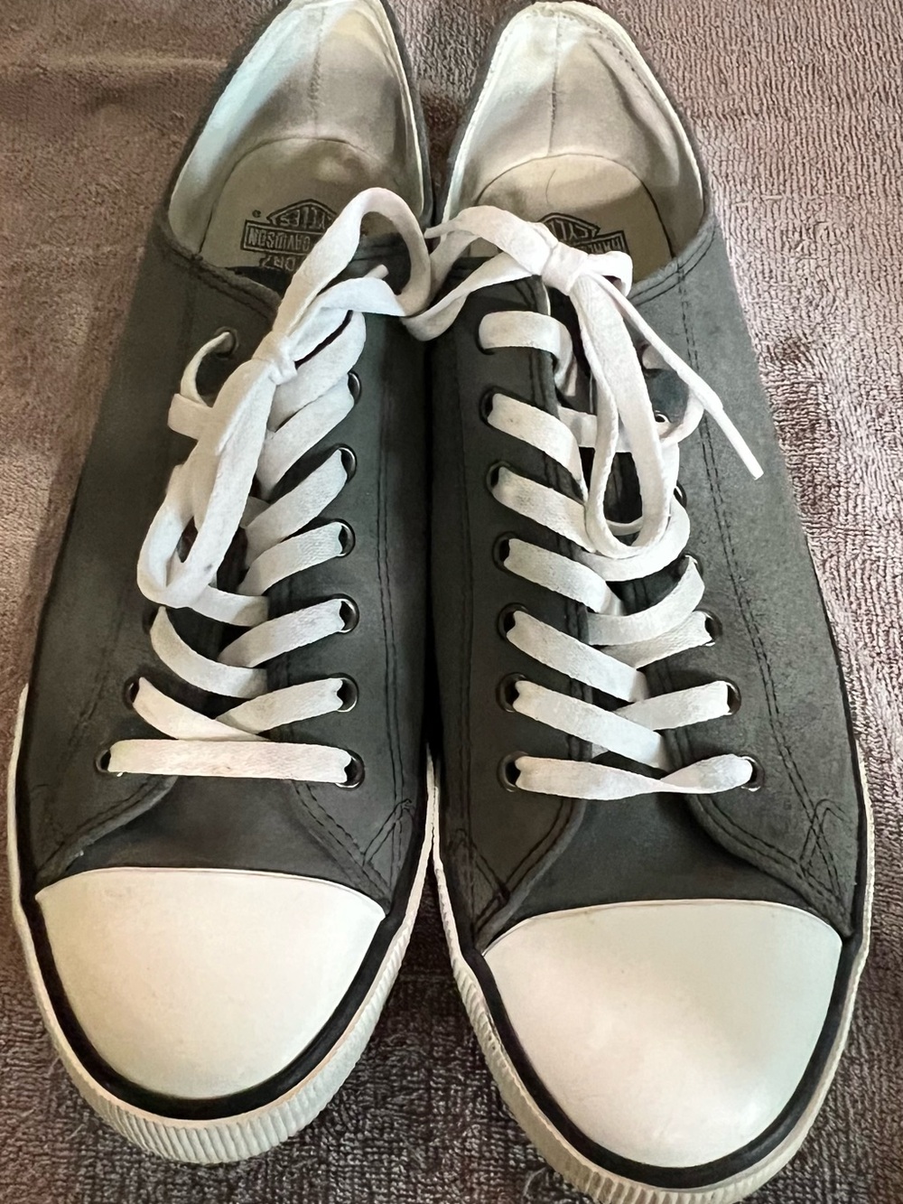Harley-Davidson Gray Canvas Men’s Sneakers with White Toe